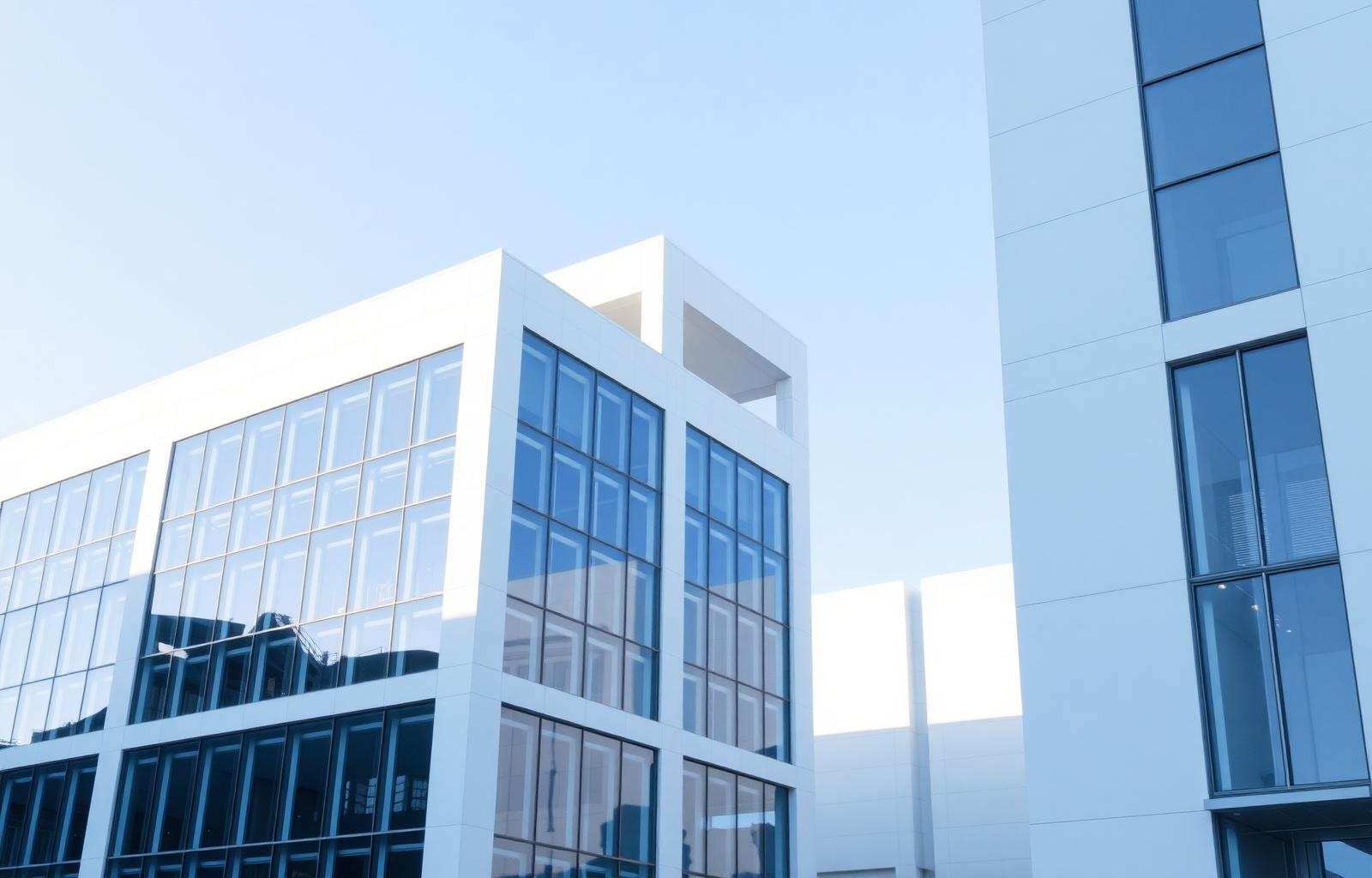Edifício moderno em vidro representando engenharia civil de alto padrão